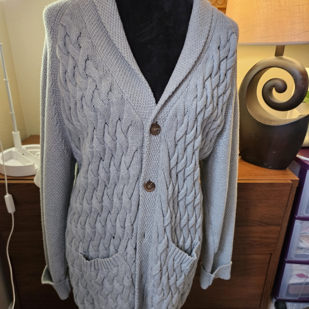 Tasso Elba Men's Light Gray Cardigan Sweater